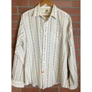 Anchor Blue Men's Button Down Shirt Size XL Slim Fit Floral Print Western